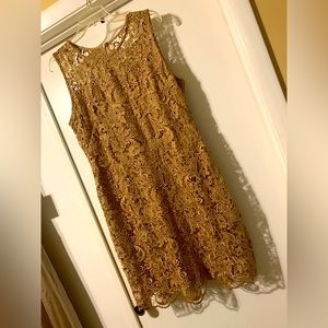 Calvin Klein crocheted lace lined sleeveless dress.